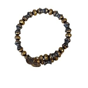Alex and Ani Vintage Sixty-Six Beaded Wrap Bracelet Mixed Metal Gold Silver Tone